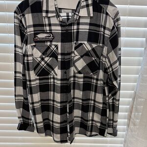Harley-Davidson Black and White Plaid Casual Button Down Shirt